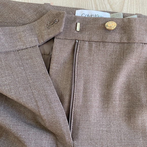 Calvin Klein Modern Fit Dress Pants Women 12P Brown Wide Leg Career Preppy - Picture 8 of 11